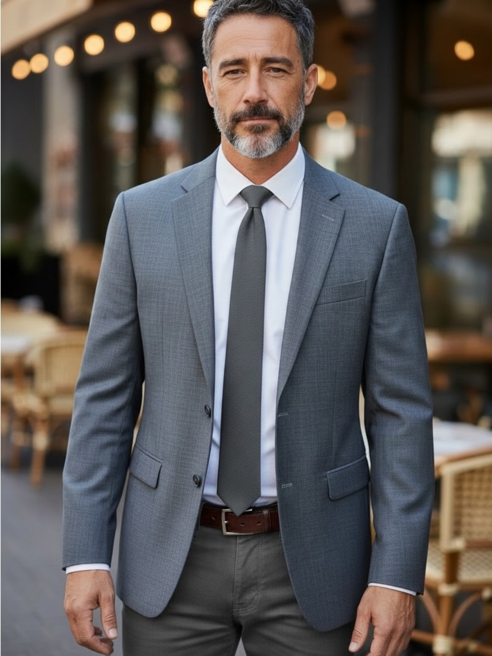 CHAPS Men's Gray 100% Wool Two Button Suit Jacket Blazer Classic Formal